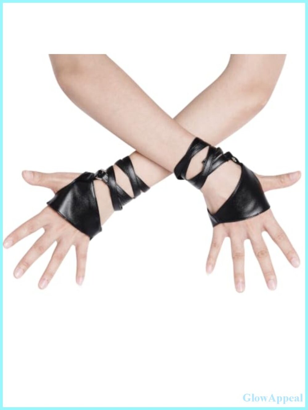 PU Leather Fingerless Gloves Punk Half Palm Performance Costume Dance